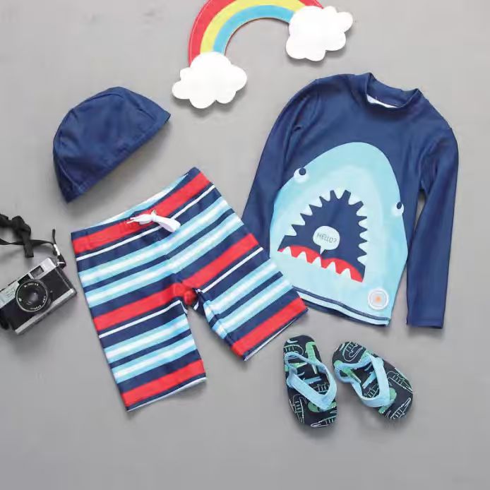 Soft, lightweight and elastic swim fabric, fast moisture drying, skin-friendly and comfortable for active kids.