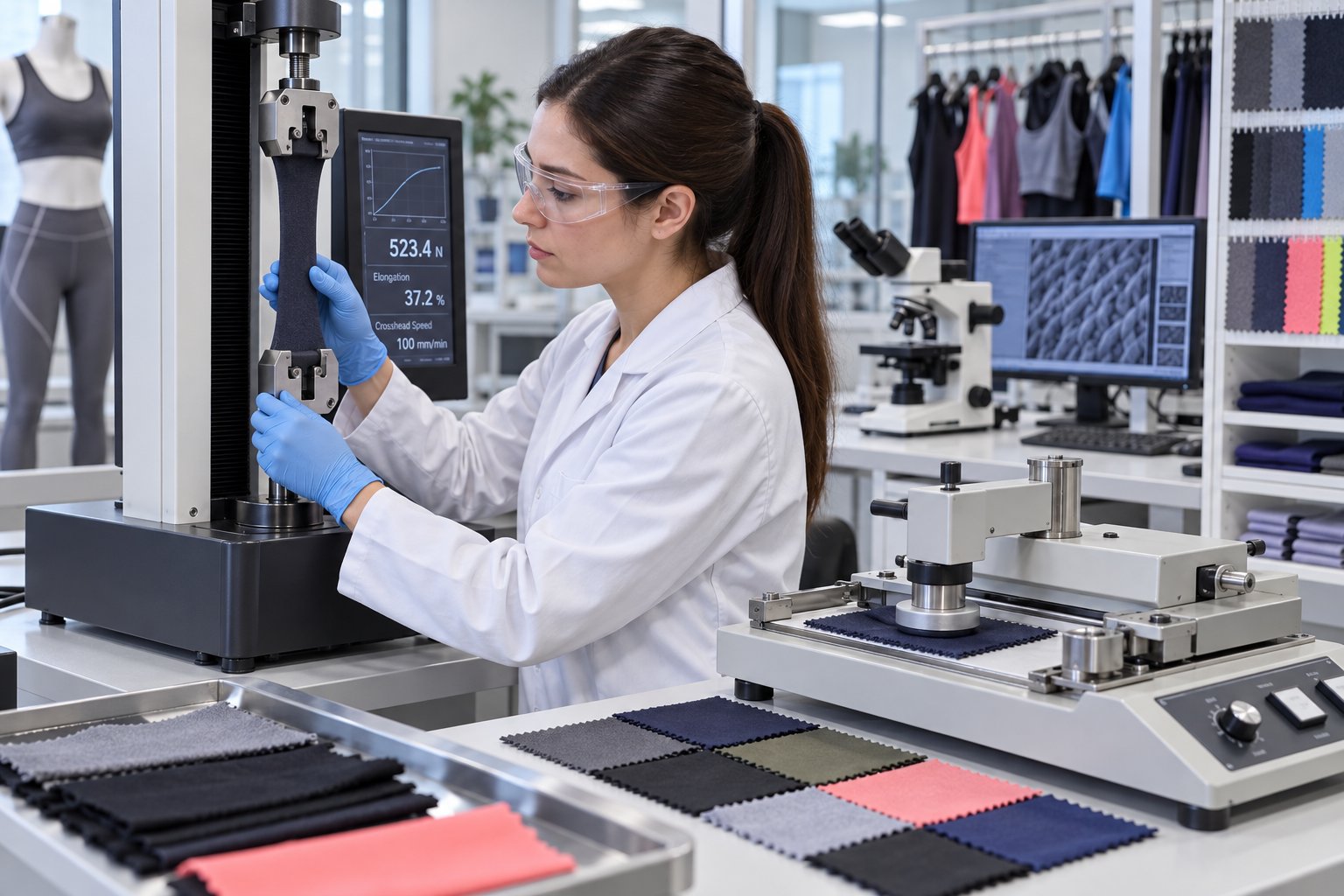 Fabric lab inspection and stretch testing