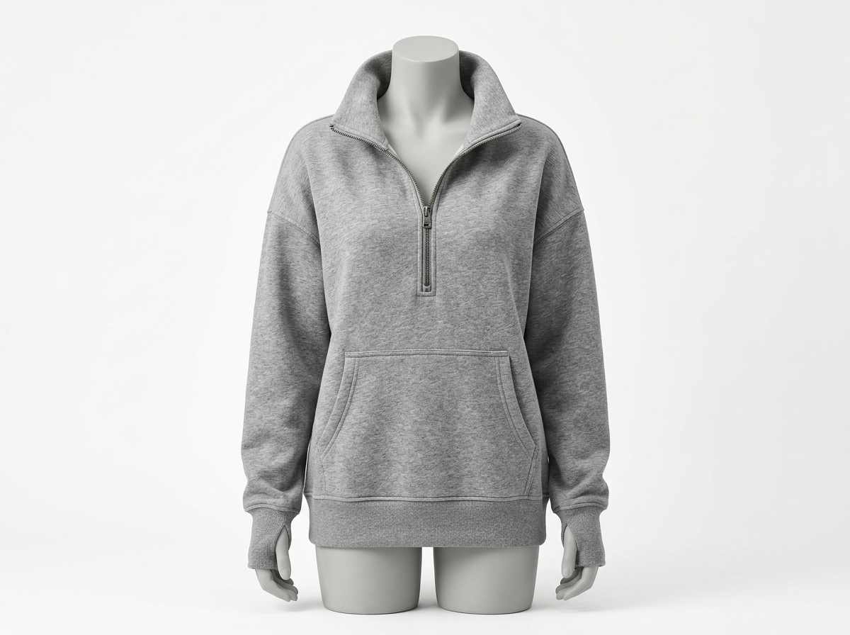 Women's Oversized Half-Zip Scuba Fleece Pullover Sweatshirt - WideWay Sportswear