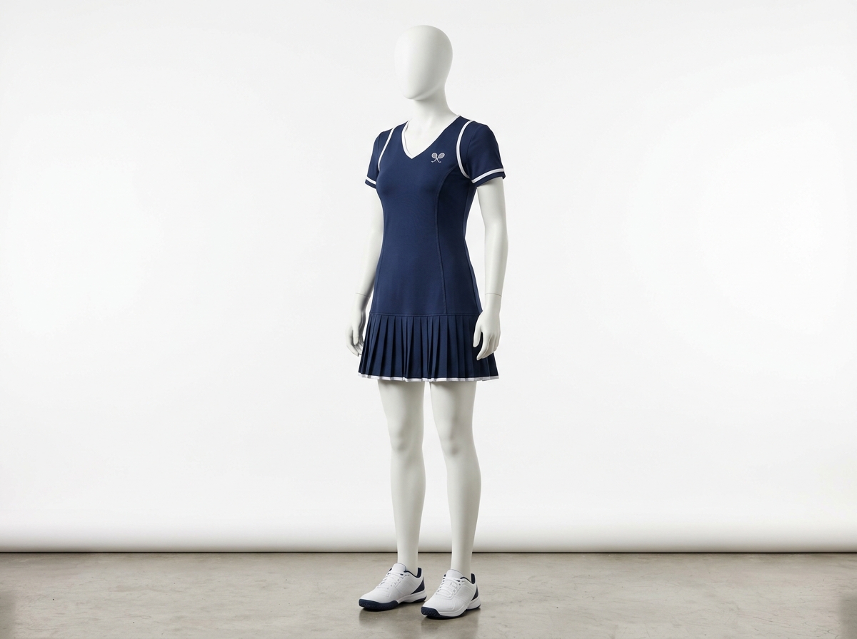 Pleated Back Flounce Active Golf & Tennis Dress with Contrast Piping - WIDEWAY Sportswear OEM