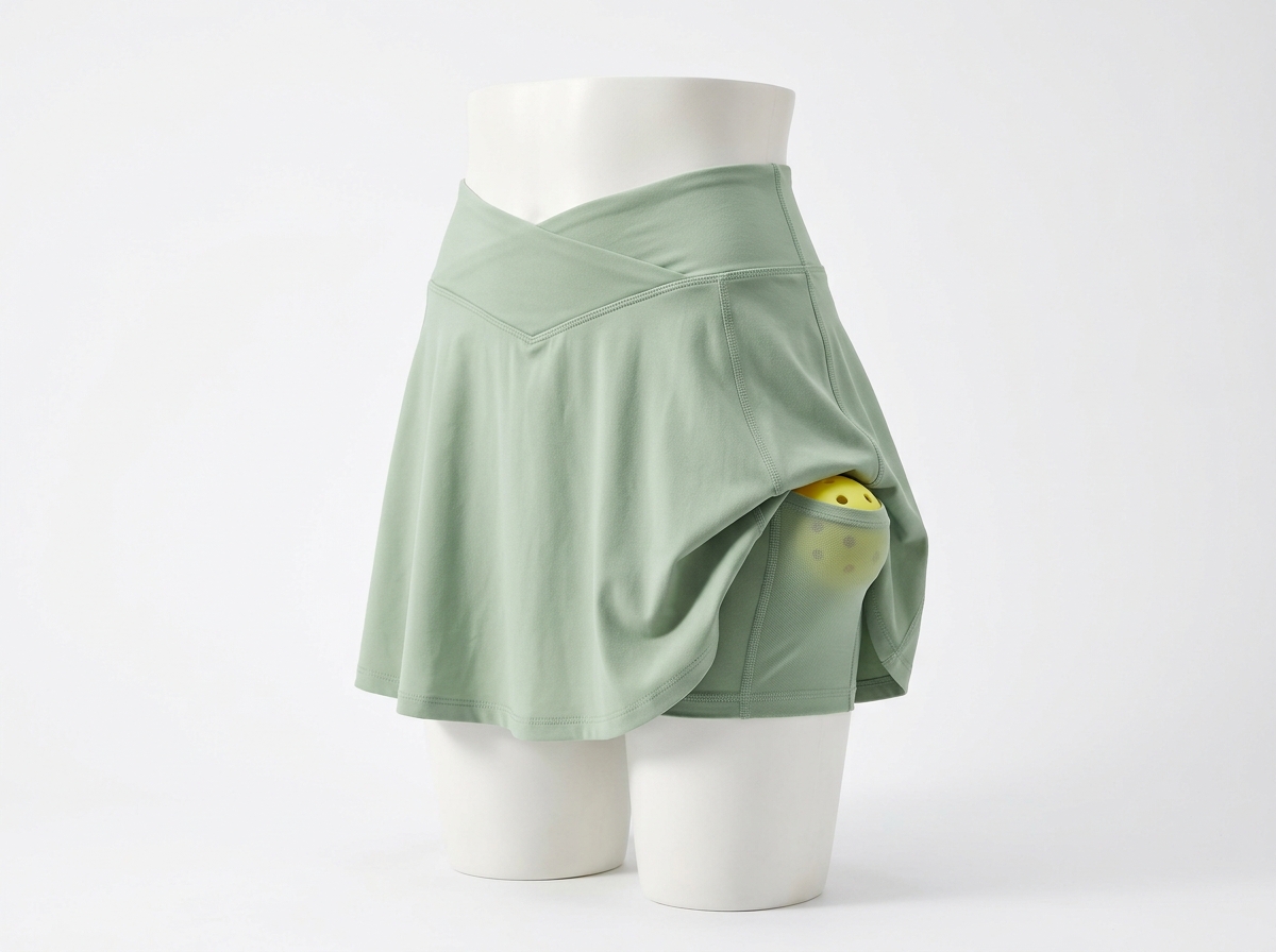 Women's Cross-Waist A-Line Pickleball Skort with Hidden Ball & Phone Pockets