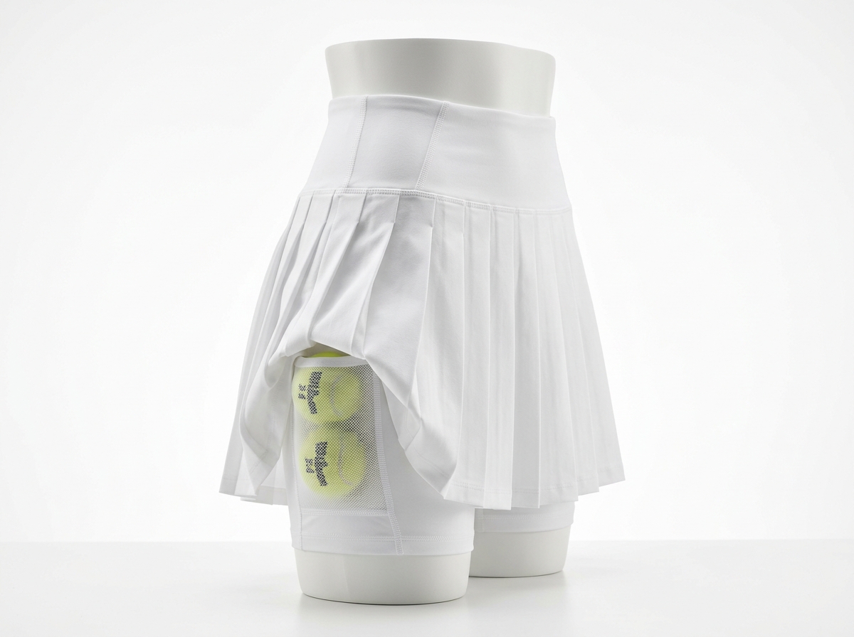 High-Waisted Pleated Tennis Skirt with Built-in Compression Shorts & Ball Pockets